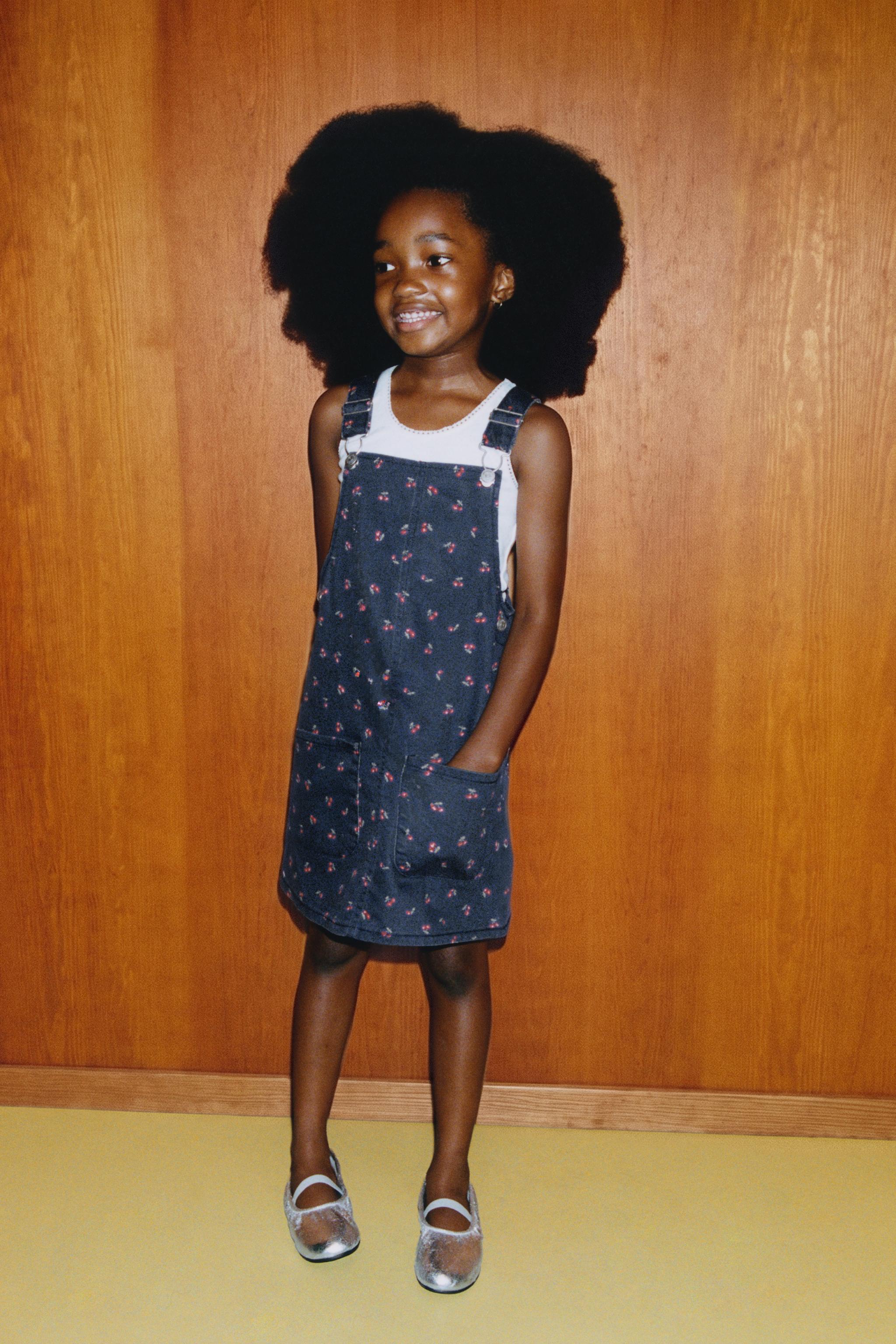 CHERRY TWILL PINAFORE DRESS